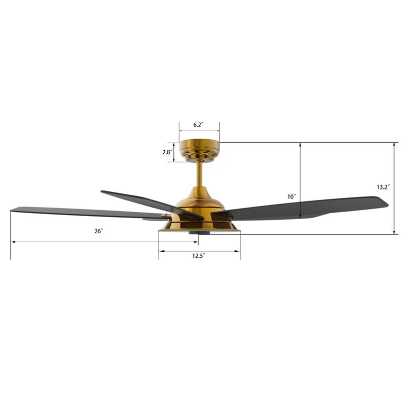 CARRO Harley 52" 5-Blade Smart Ceiling Fan with Light and Remote-Downrod - N/A