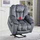 preview thumbnail 1 of 22, Oversized Power Assist Lift Recliner Chair With Massage and Heating with 2 Concealed Cup Holders for Elderly Grey Green