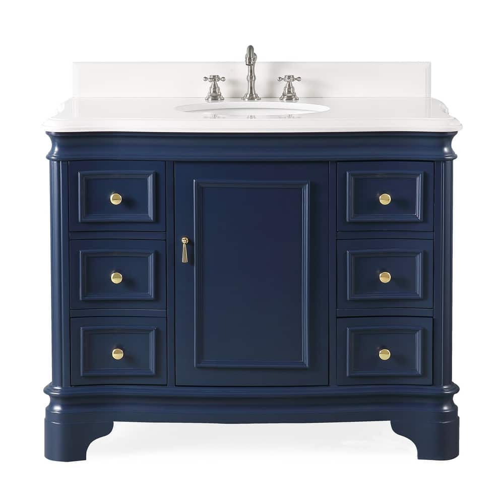 42" Benton Collection Sesto Navy Blue Bathroom Vanity