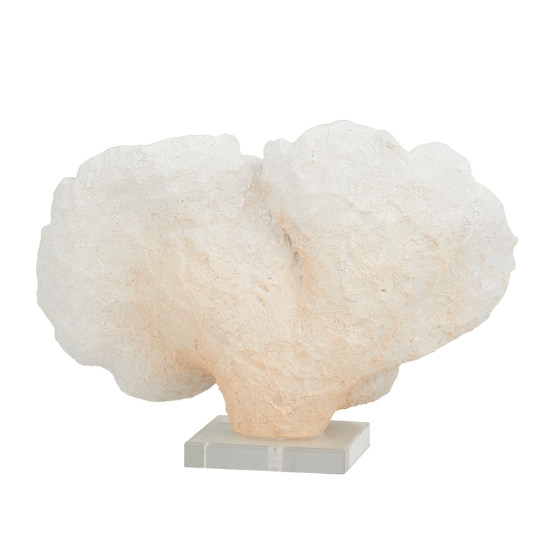 Polystone Coral Sculpture - White - Roche River Decor - 6"W x 13"L x 9"H