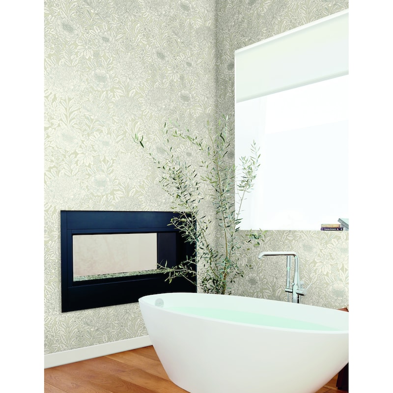 Millau Vinyl Wood Block Blooms Wallpaper 27 in x 27 ft = 60.75 sq ft