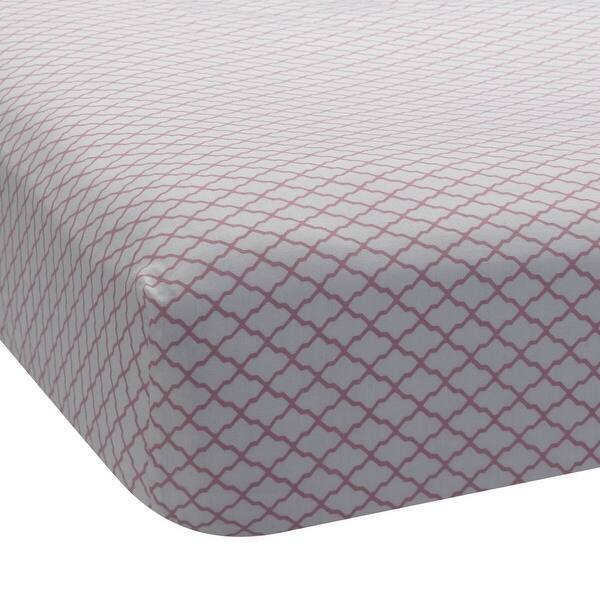 slide 1 of 1, Lambs & Ivy Bunny Collection Lattice 100% Cotton Sateen Fitted Crib Sheet