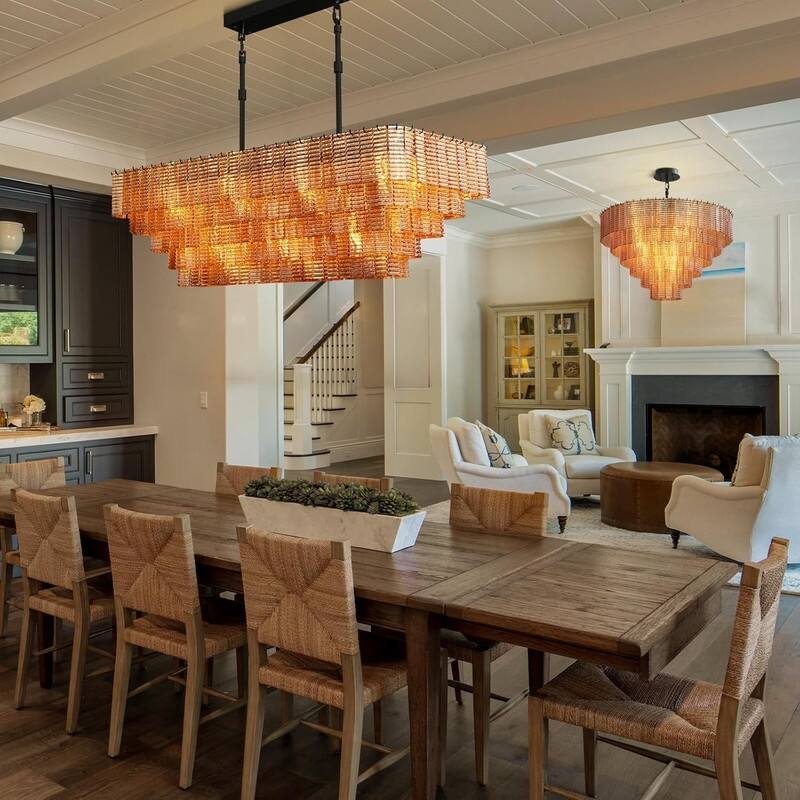 Modern Chandelier, 41 in. 9-Light Black & 59 in. 11-Light Gold Options for Dining Room, Living Room, Foyer, Bedroom