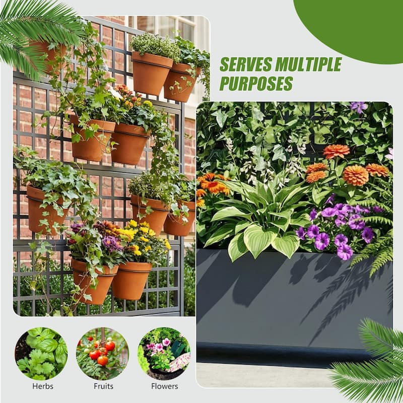 Movable Raised Garden Bed with Trellis and Lockable Wheels