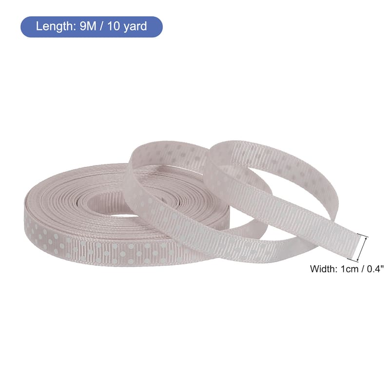 Grosgrain Ribbons with White Dots Ribbon Bow Decoration - Grey - 10 Yardx0.4 Inch