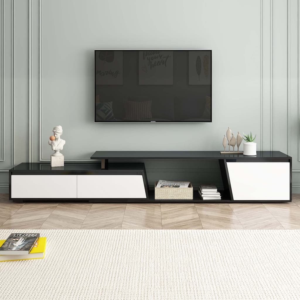 Modern Minimalist Rectangle Extendable TV Stand Up to 100"