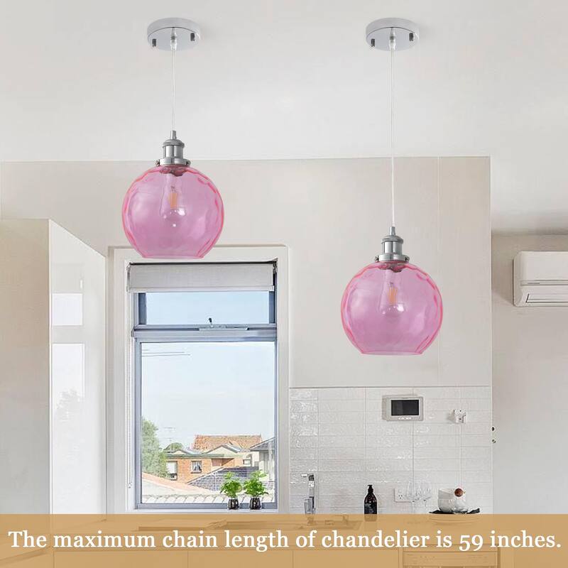 1-Light Metal Hanging Pendant Light with Glass Shade for Kitchen Island
