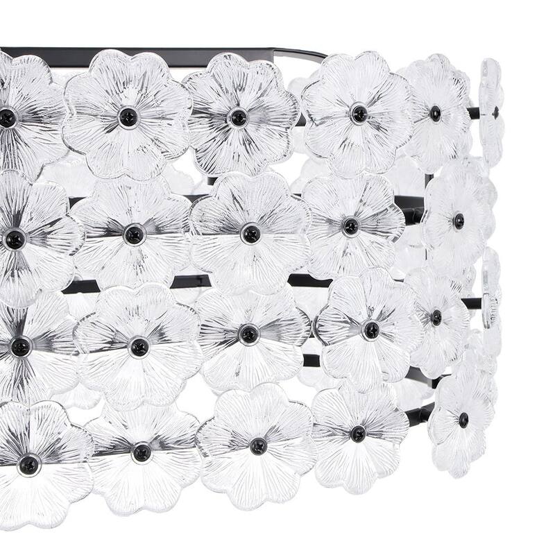 Glam 5-Light Glass Blossom Lantern Linear Island Chandelier 36.2 in