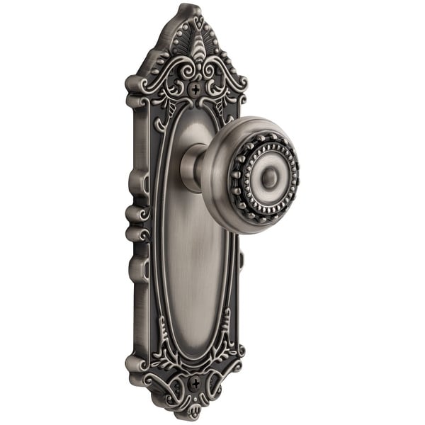 Grandeur GVCPAR_PSG_234 Grande Victorian Solid Brass Rose Passage Door Knob Set with Parthenon Knob and 2-3/4" Backset