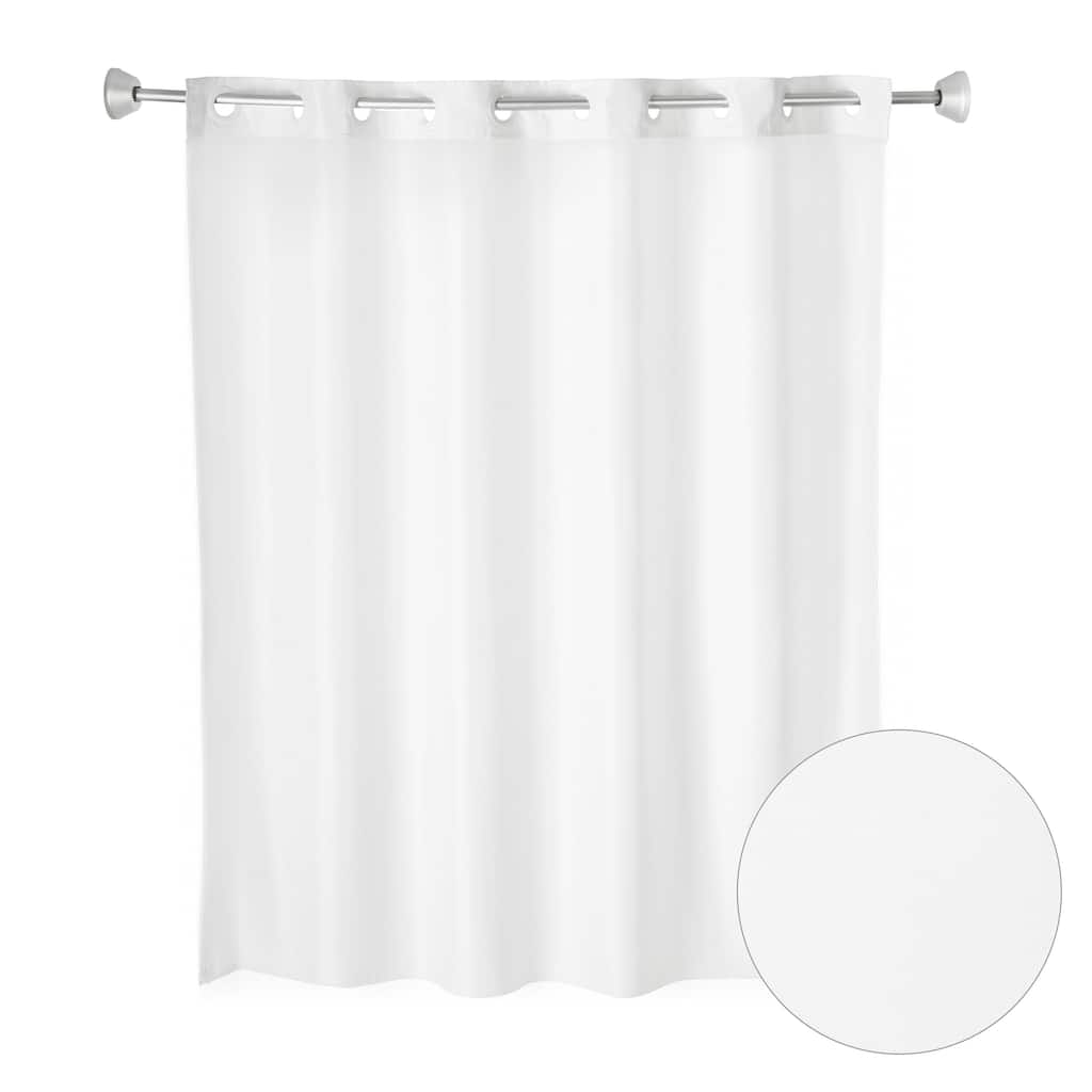 Whitmor No Hook Split Ring Shower Curtain, w/No Snap Liner, 71" x 80"