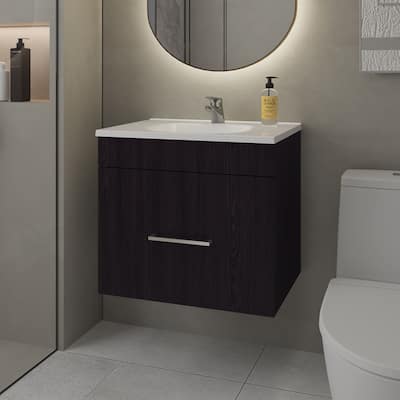 Floating Bathroom Vanity Set with Sink, One Drawer Wengue