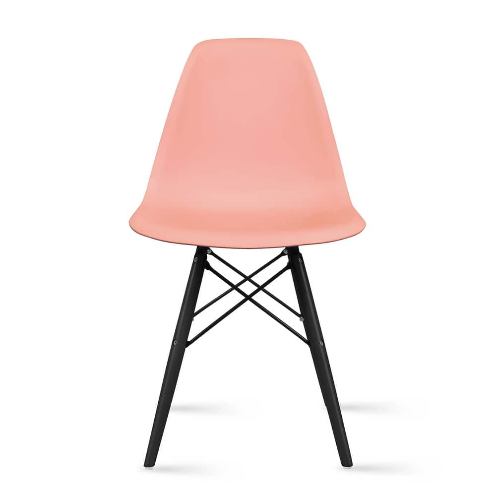 Modern Plastic Eiffel Side Chair – Armless Molded Shell with Black Wood-Look Eiffel Legs for Dining, Office & Accent