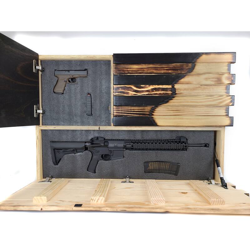 Large American Hybrid Flag Burnished with We The People Logo Wall Hanging Gun Concealment with Two Secret Compartments