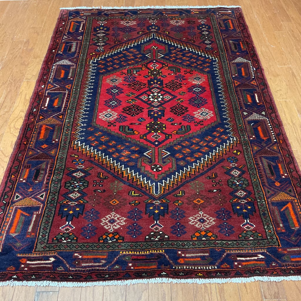 HERAT ORIENTAL Hand-knotted Tribal Hamadan Wool Rug - 4'2 x 6'5