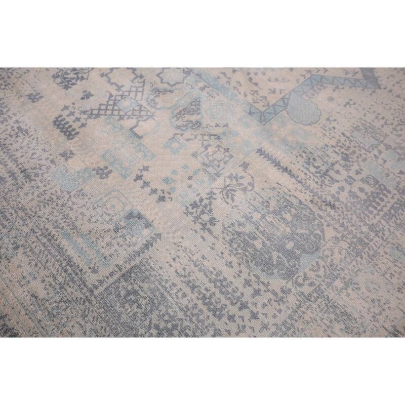 Abstract Modern Area Rug Hand-Knotted Beige Wool Carpet - 5'4" x 7'9"