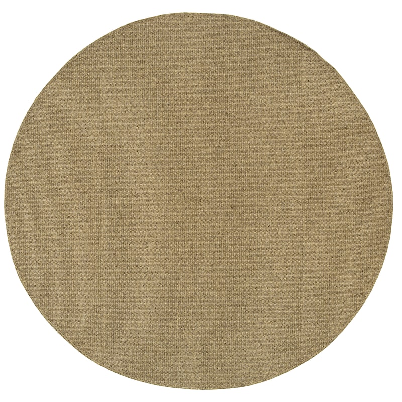 Vista Home Kauai Tonal Basket Weave Indoor-Outdoor Rug. - 7'10" Round - Brown