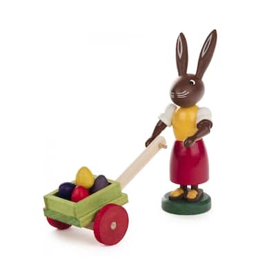 3.75" dregeno rabbit lady with egg cart easter figure