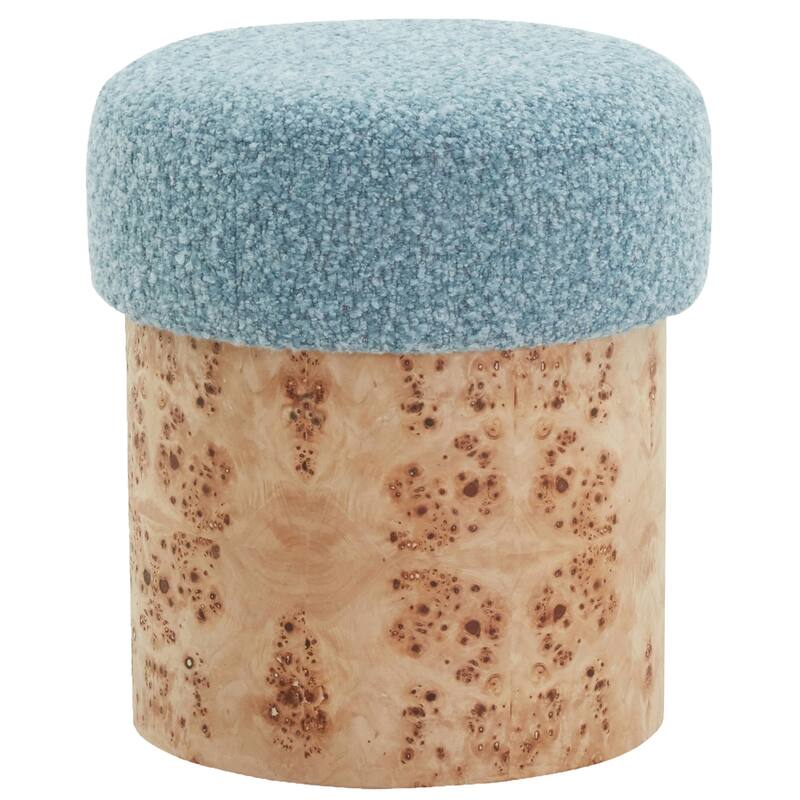 SAFAVIEH Couture Tobianna Round Boucle and Burl Ottoman