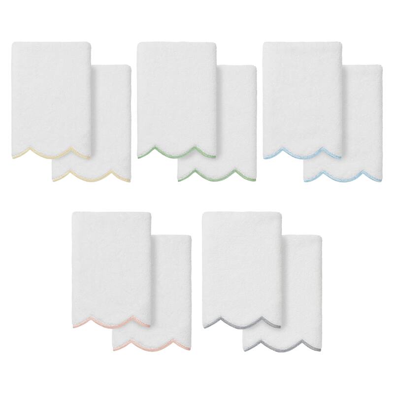 Authentic Hotel and Spa 100% Turkish Cotton ADORNIA Scallop Fingertip Towel Set