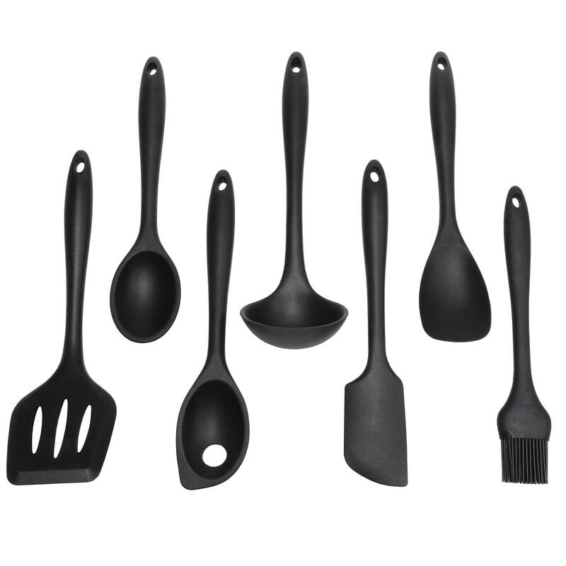 Chef Craft 7 Piece Premium Silicone Kitchen Tool and Utensil Set - Black