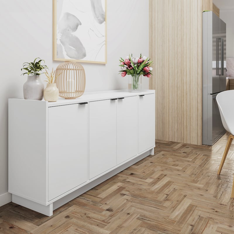 Prepac Simply Modern 4 Door 60" W x 30" H x 16" D Storage Cabinet - 60 in W x 30 in H x 16 in D