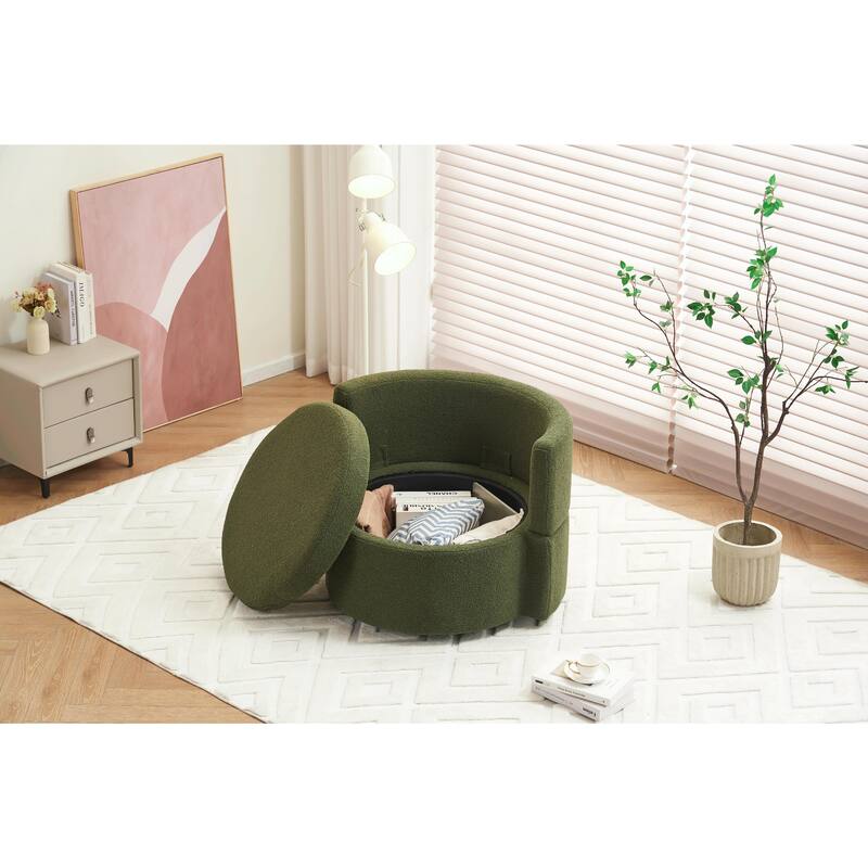 360° Swivel Chair with Storage and Throw Pillows