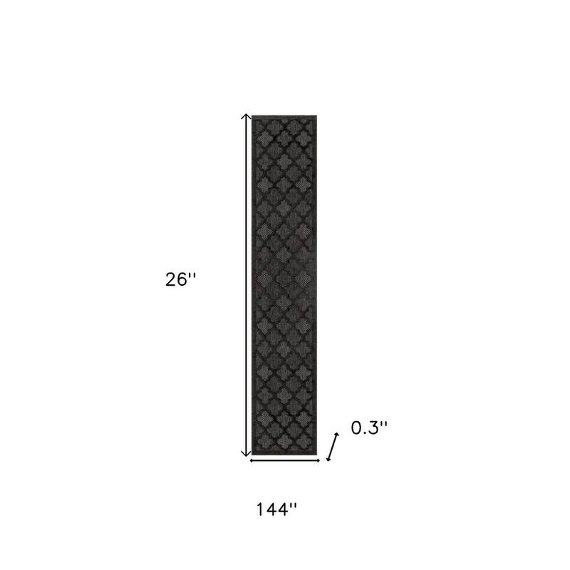 HomeRoots Trellis Contemporary Runner Outdoor Rug - 12' Runner