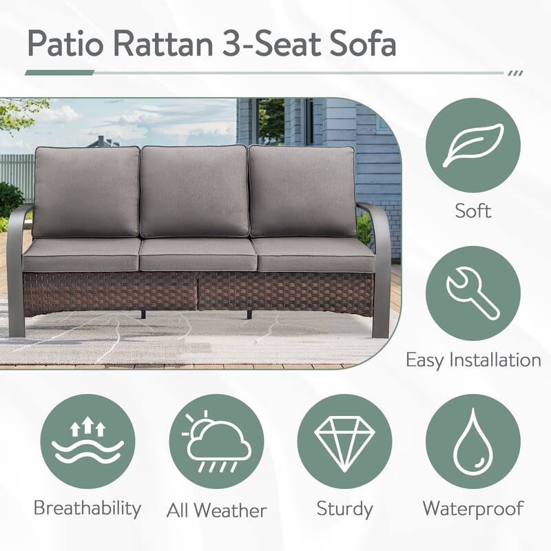 Patio Furniture Outdoor Couch 3 Seater Sofa