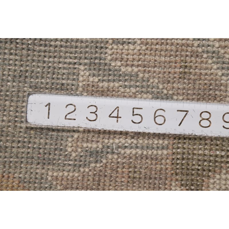 All-Over Gray Green Oushak Indian Large Rug Hand-Knotted Wool Carpet - 11'8" x 17'5"