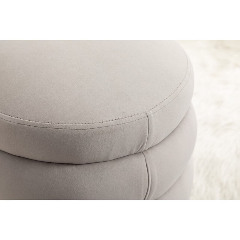 Soft Velvet Round Ottoman Footrest Stool