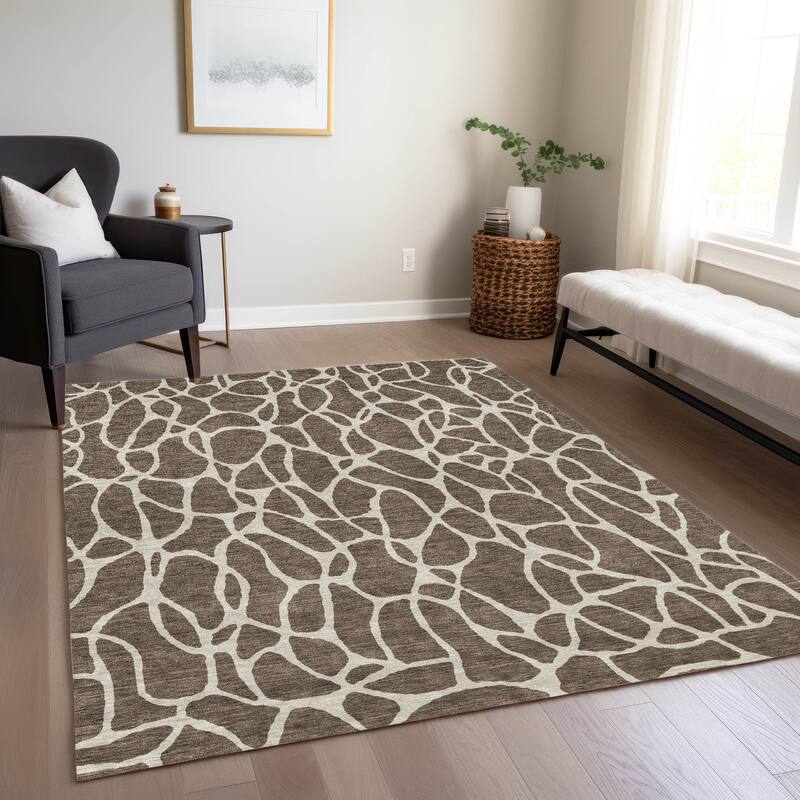 Machine Washable Indoor/ Outdoor Modern Chantille Rug