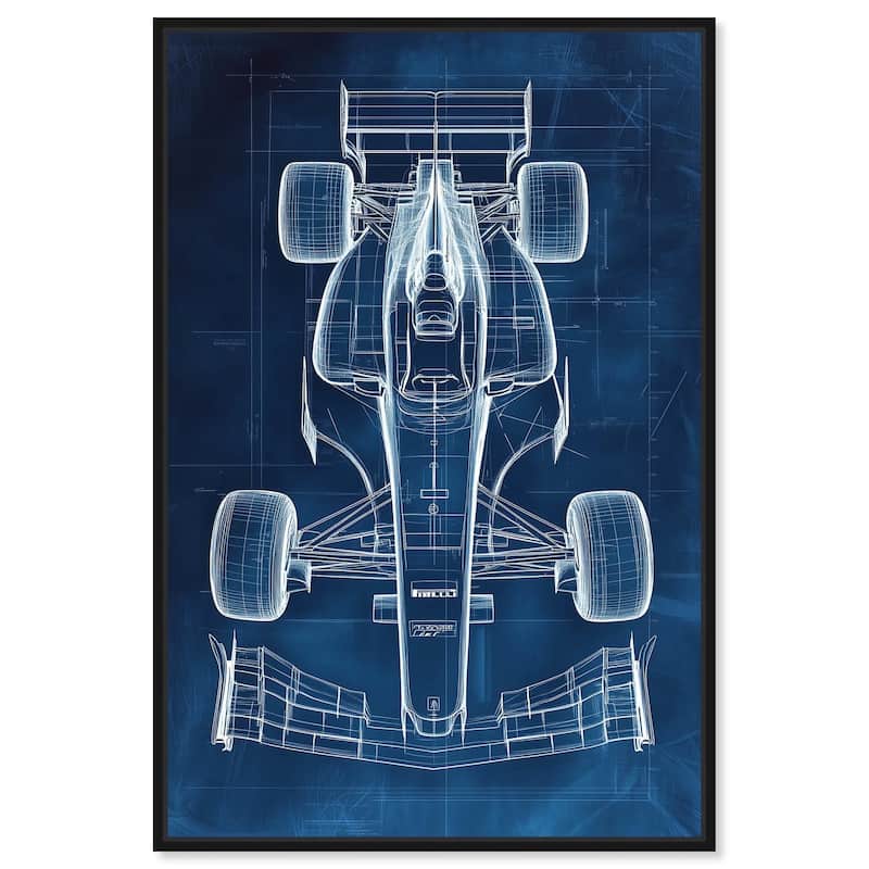 Race Car Blueprint Canvas by Art Remedy - Black - 30" x 45"