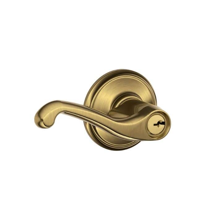 Schlage F51VFLA609 Antique Brass Flair Keyed Entry Lever