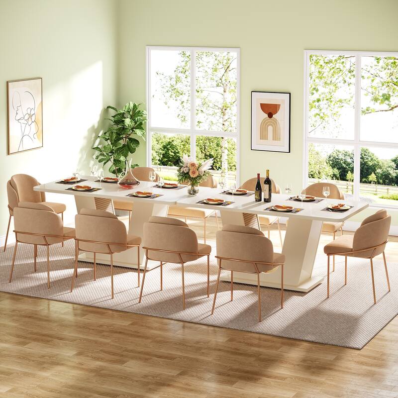 Off White Dining Table for 4, 55" Rectangle Kitchen Table Dinner Table