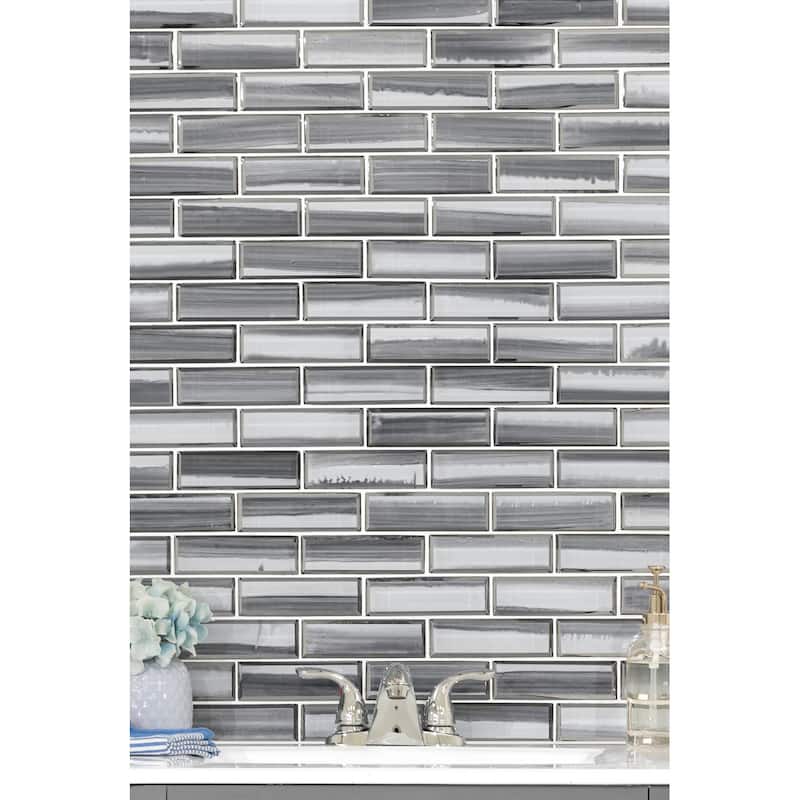 Ackland AKM-G-RI2X6SW-CA Rivella - 12" x 12" Glass Brick Wall Mosaic - Kasumi Gris