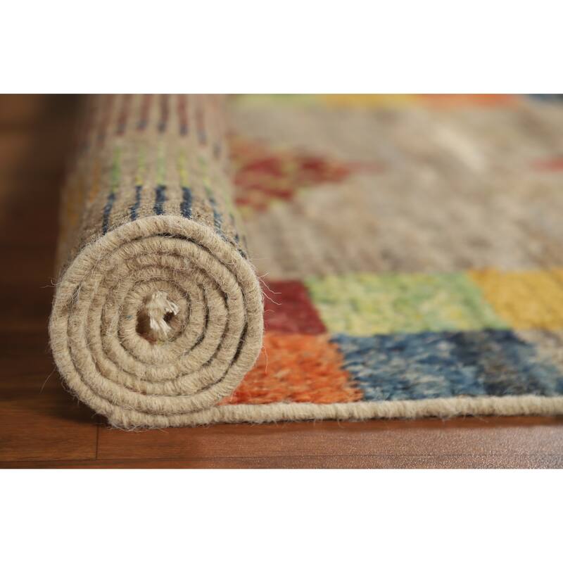 Geometric Moroccan Runner Rug Hand-Knotted Wool Carpet - 3'1" x 9'6"