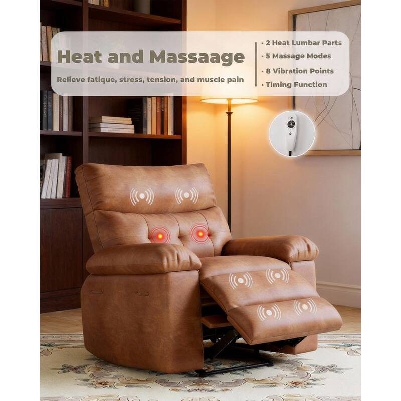 360° Swivel Manual Recliner Chair, with Massage & Remote Control