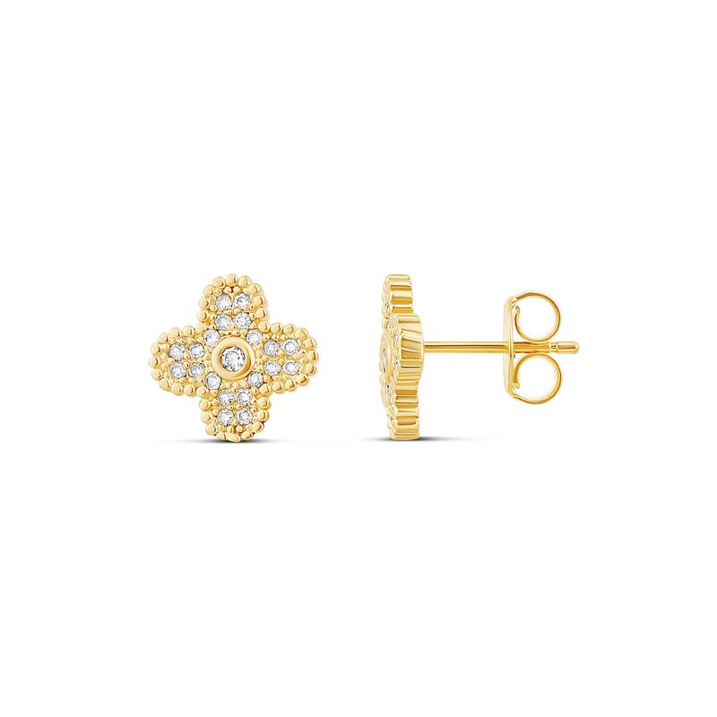 SHYMI Small Pave Flower Earrings - Gold