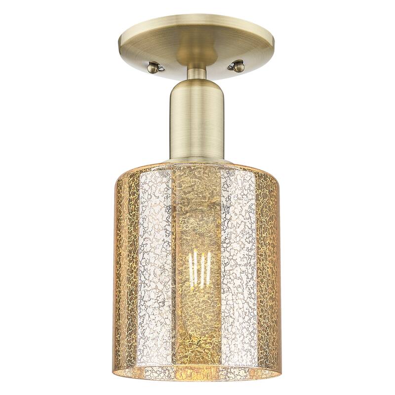 Innovations Lighting Endless Possibilities Arcadia - Cobbleskill - 1 Light 5" Semi-Flush Mount - Antique Brass/Mercury