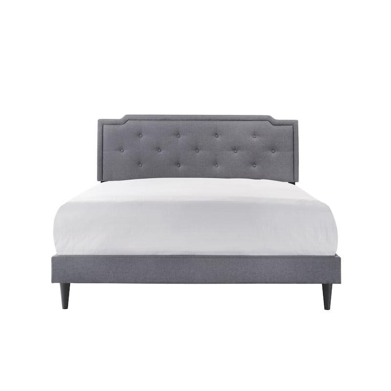 Deb Transitional Tufted Upholstered Panel Bed - Light Grey - King
