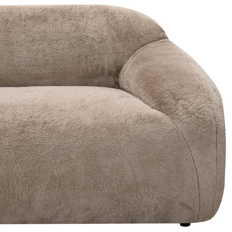 Roundhill Furniture Adell Polar Bear Faux Fur Upholstered Sofa
