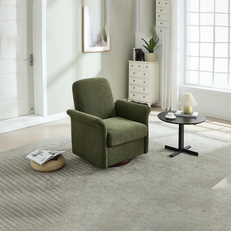 Modern Barrel Armchair with Wood Base for Bedroom