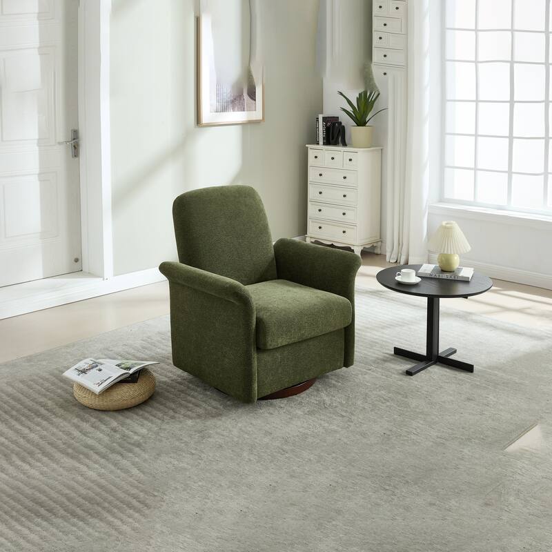 Swivel Accent Chair Modern Barrel Armchair with Wood Base for Bedroom Reading Waiting Living Room
