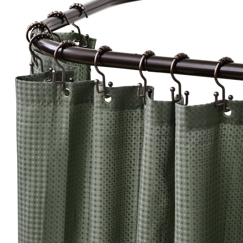 Utopia Alley Rustproof Wall Mounted Aluminum Hoop Shower Rod 45.7x22", with White Shower Curtain 180x70"