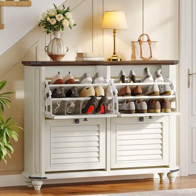 Moasis 47.2" Shoe Storage Cabinet with 4 Flip Drawers for Entryway