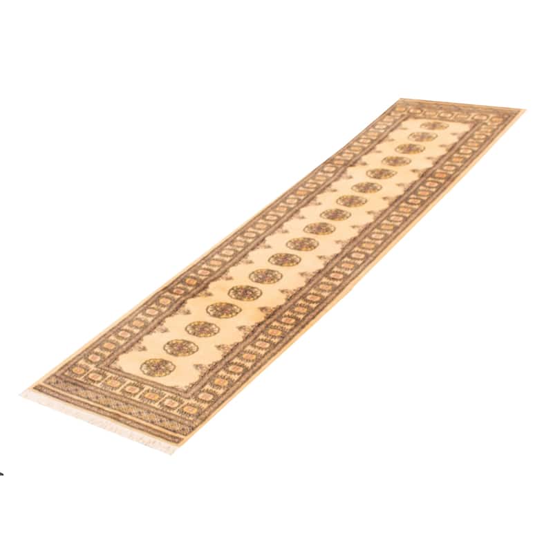 ECARPETGALLERY Hand-knotted Peshawar Bokhara Cream Wool Rug - 2'8 x 10'0