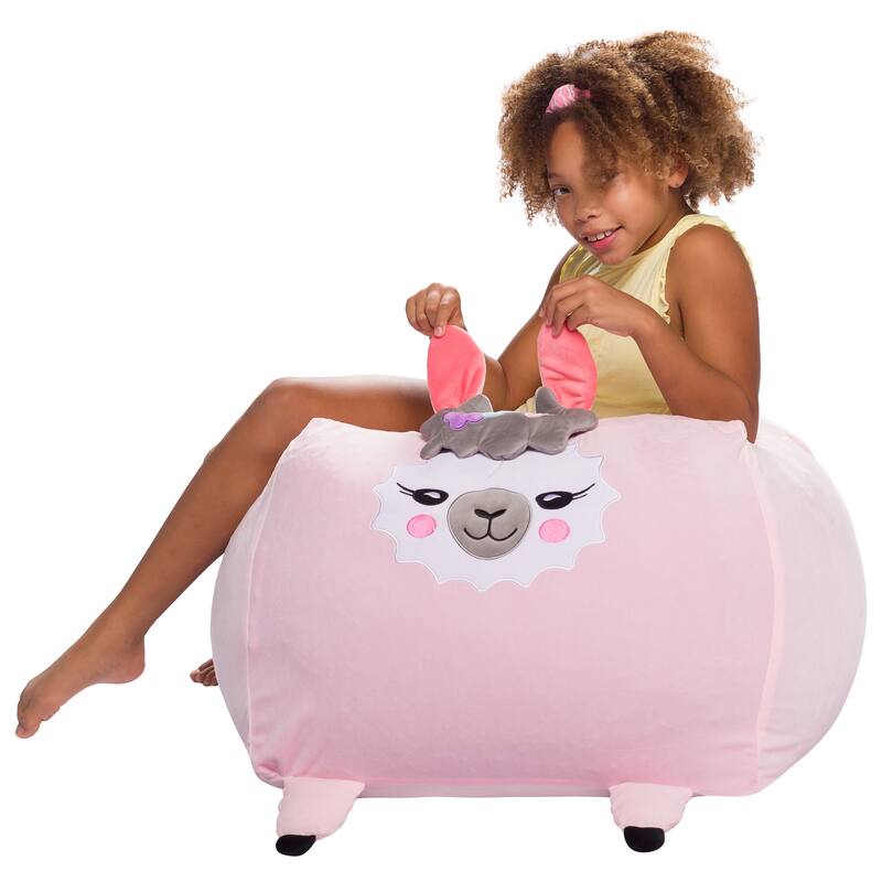 Stuffed Animal Storage Bean Bag Chair Cover only for Kids, Toy Holder