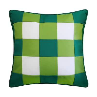 Edie At Home Outdoor Gingham Decorative Pillow, Green