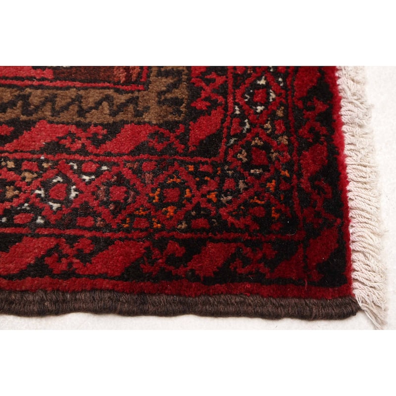 ECARPETGALLERY Hand-knotted Baluch Red Wool Rug - 3'5 x 6'0