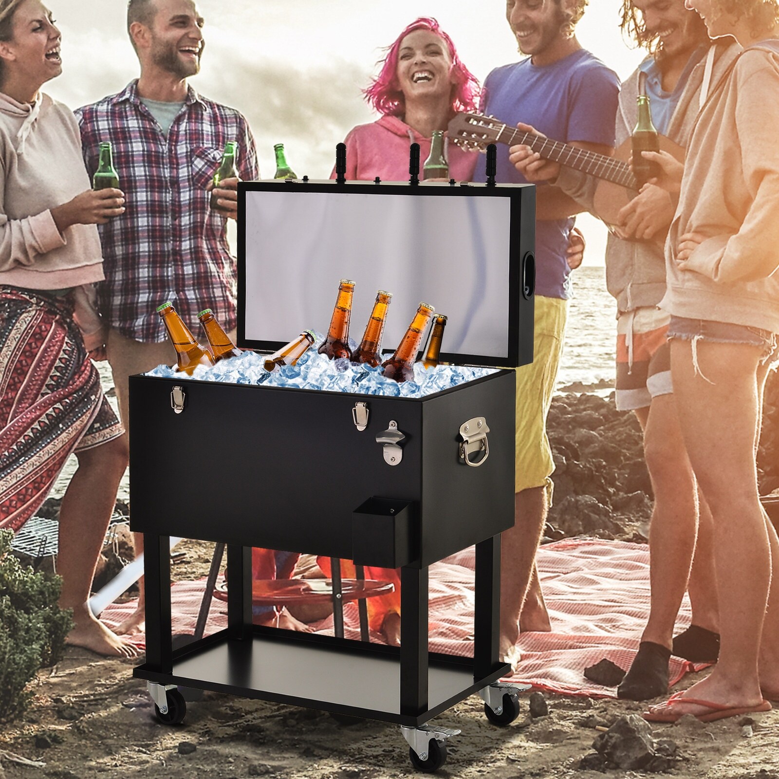 Outdoor patio cooler ice hot sale chest